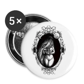 Dame im langen schwarzen Schleier - Buttons groß 56 mm (5er Pack) - Weiß - Vorne
