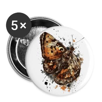 Butterfly ink and watercolor - Buttons large 2.2''/56 mm (5-pack) - white - Front