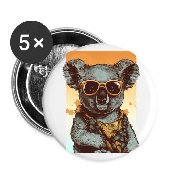 Koala cool avec lunettes de soleil et chemise hawaïenne - Lot de 5 grands badges (56 mm) - blanc - Devant