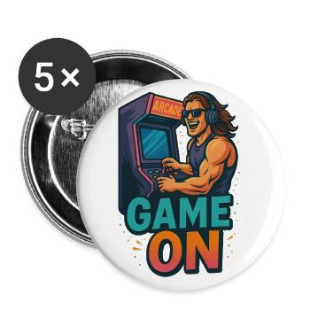 Puissance Arcade - Lot de 5 grands badges (56 mm) - blanc - Devant