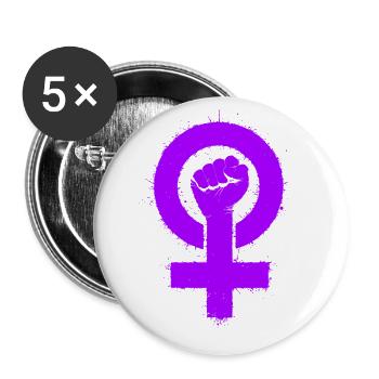 Mädchenpower - Buttons groß 56 mm (5er Pack) - Weiß - Vorne