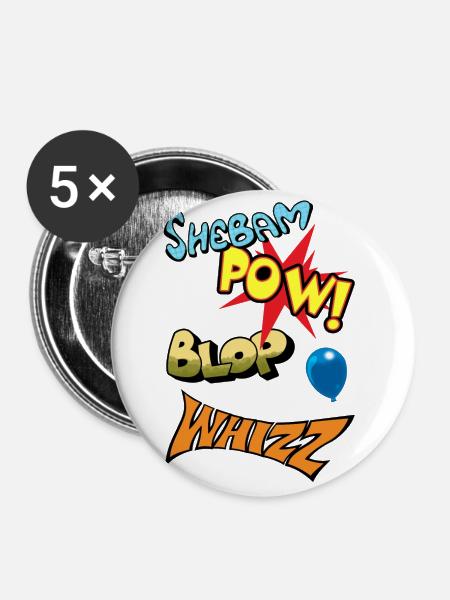 comic strip - Buttons groß 56 mm (5er Pack) - Weiß