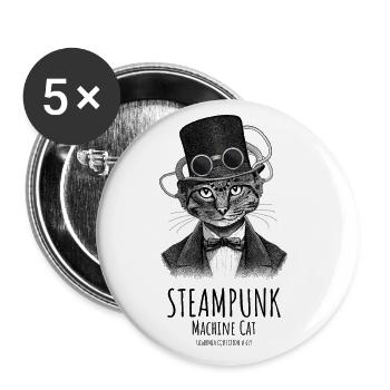 Steampunk Chat # 01 - Buttons groß 56 mm (5er Pack) - Weiß - Vorne