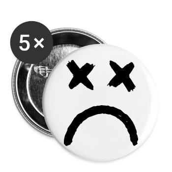 Smiley Crossed Eyed Sad Smiley - Buttons groß 56 mm (5er Pack) - Weiß - Vorne