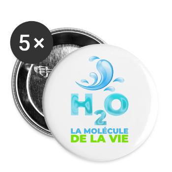 l'eau, la Molecule de la vie - Lot de 5 grands badges (56 mm) - blanc - Devant