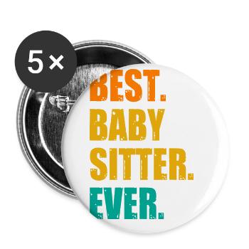 Best Babysitter Ever Daycare Provider Babysitting - Buttons groß 56 mm (5er Pack) - Weiß - Vorne