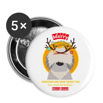 Merry christmas happy holidays gift deer - Buttons groß 56 mm (5er Pack) - Weiß - Vorne