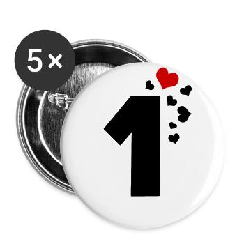 1 Heart Number One 1st Anniversary - Buttons large 2.2''/56 mm (5-pack) - white - Front
