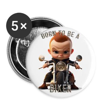 Born To Be A Biker - Buttons groß 56 mm (5er Pack) - Weiß - Vorne
