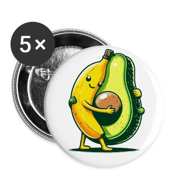Hug Fruit Banana Love Avocado Funny - Buttons large 2.2''/56 mm (5-pack) - white - Front