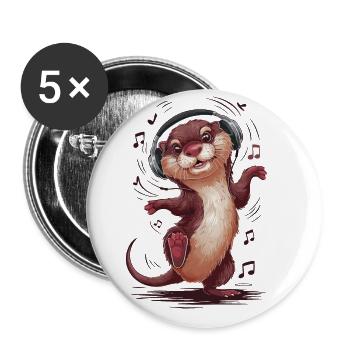 Otter Musik Kopfhörer - Buttons groß 56 mm (5er Pack) - Weiß - Vorne
