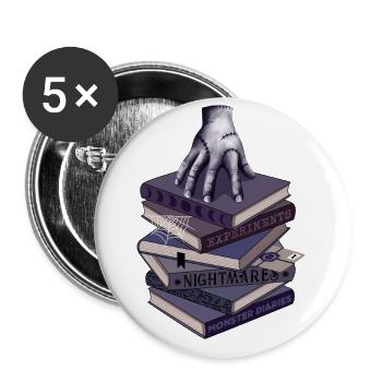 Main de zombie sur une pile de livres - Lot de 5 grands badges (56 mm) - blanc - Devant