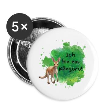 Ich bin ein Känguru! - Buttons groß 56 mm (5er Pack) - Weiß - Vorne