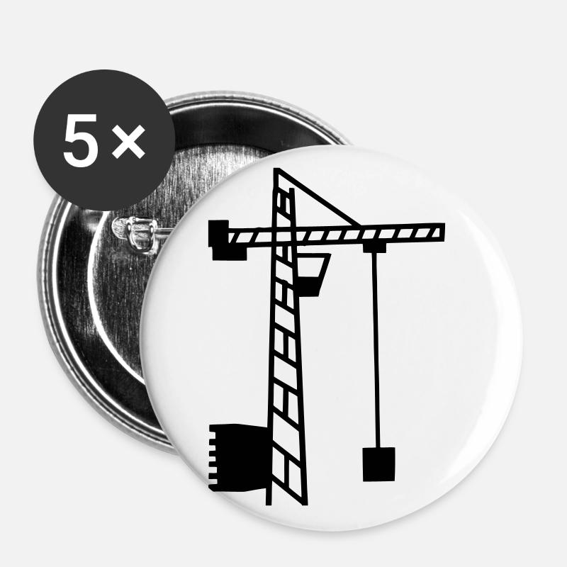 baukran - Lot de 5 grands badges (56 mm) - blanc