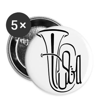 Tuba - Lot de 5 grands badges (56 mm) - blanc - Devant