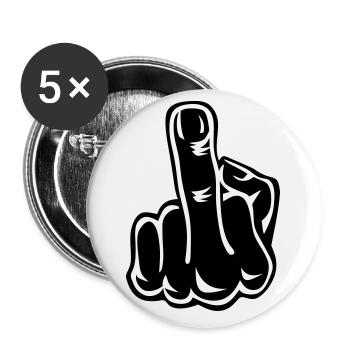 Stinkefinger Middle Finger 2c - Buttons groß 56 mm (5er Pack) - Weiß - Vorne