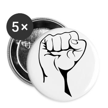 Geballte Faust - Buttons groß 56 mm (5er Pack) - Weiß - Vorne