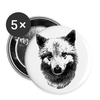 Islandhund Icelandic Spitz - Buttons groß 56 mm (5er Pack) - Weiß - Vorne