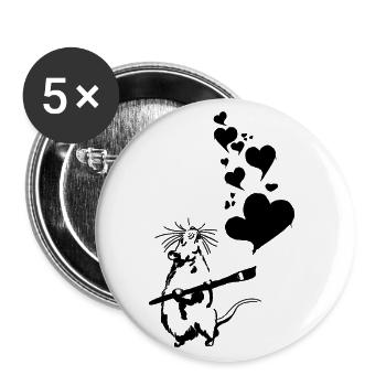 Rat Banksy Street Art LOVE IS IN THE AIR - Buttons large 2.2''/56 mm (5-pack) - white - Front