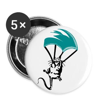 Rat with face masks parachute street art - Buttons large 2.2''/56 mm (5-pack) - white - Front