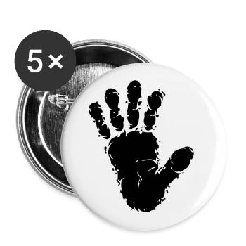 Affen Primaten Fährte Spur Handabdruck - Buttons groß 56 mm (5er Pack) - Weiß - Vorne