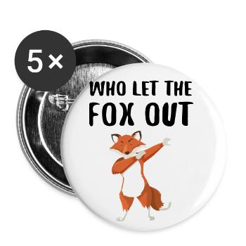 WHO LET THE FOX OUT Dabbender Fuchs - Lot de 5 grands badges (56 mm) - blanc - Devant
