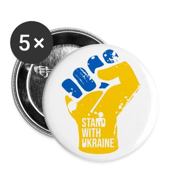 Stand With Ukraine - Buttons groß 56 mm (5er Pack) - Weiß - Vorne