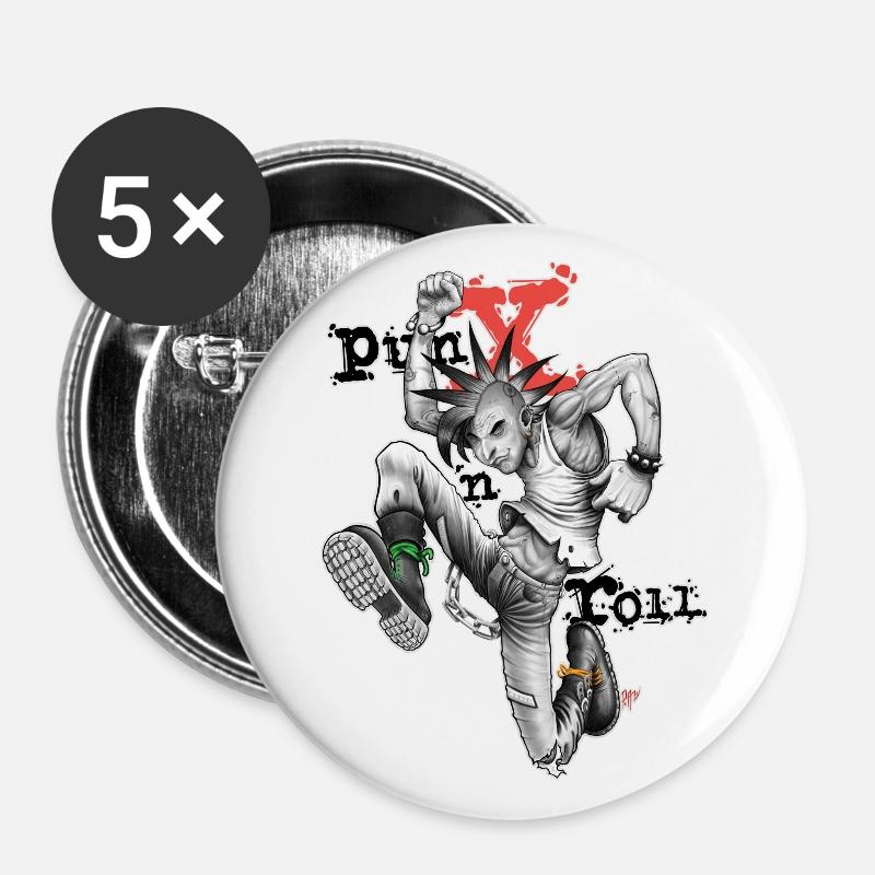 Punk 'n' roll - v1 - Buttons large 2.2''/56 mm (5-pack) - white