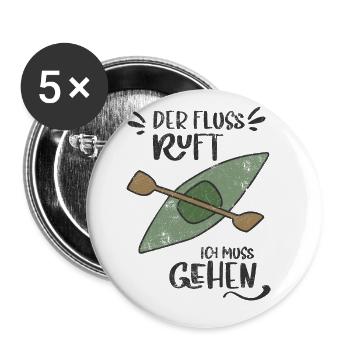 RIVER CALLS CANOE KAYAK WHITE WATER GO LAKE MOTIFS - Buttons large 2.2''/56 mm (5-pack) - white - Front