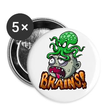 Poulpe mangeant du cerveau - Lot de 5 grands badges (56 mm) - blanc - Devant