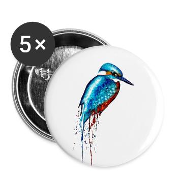 Aquarell Eisvogel - Buttons groß 56 mm (5er Pack) - Weiß - Vorne