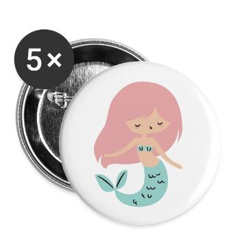 Mermaid - Buttons large 2.2''/56 mm (5-pack) - white - Front