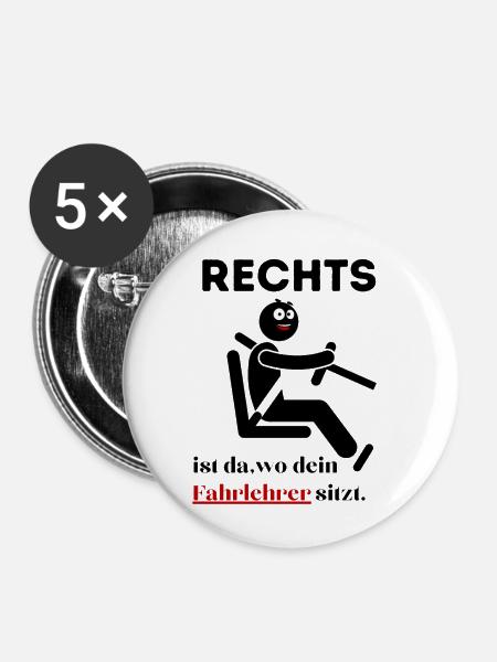 Rechts Links Schwäche Auto Fahren - Buttons groß 56 mm (5er Pack) - Weiß