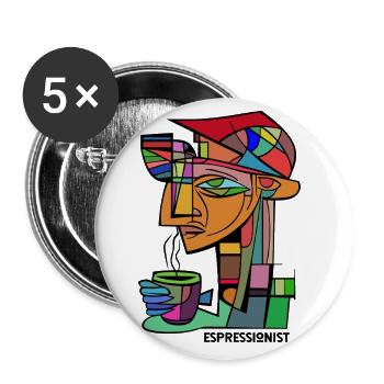 Espressionist - Espresso - Boisson au café - Lot de 5 grands badges (56 mm) - blanc - Devant