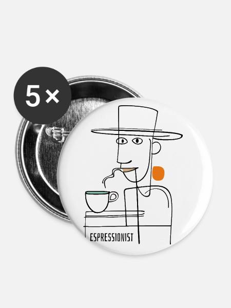 Espressionist - Espresso - Kaffee trinken - Buttons groß 56 mm (5er Pack) - Weiß