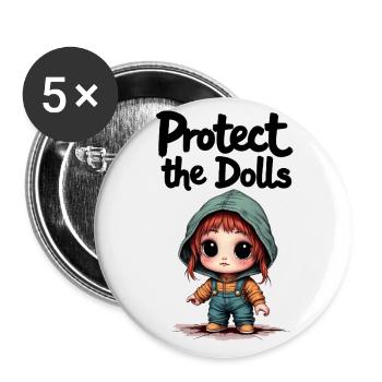 Protect the Dolls - Sweet Message - Buttons large 2.2''/56 mm (5-pack) - white - Front