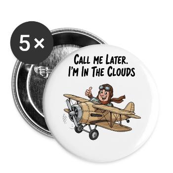 Pilot im Höhenflug: Ruf mich später an! - Buttons groß 56 mm (5er Pack) - Weiß - Vorne