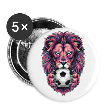 Lion Football – Le roi de la conception du terrain - Lot de 5 grands badges (56 mm) - blanc - Devant