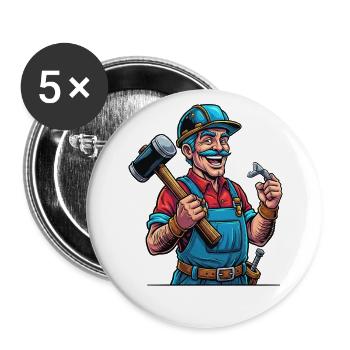 Handwerker Stolz : Un travail acharné ! - Lot de 5 grands badges (56 mm) - blanc - Devant