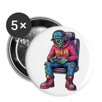 Undead Gamer: Zombie Gamer Trucker - Buttons large 2.2''/56 mm (5-pack) - white - Front