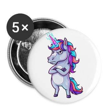 Licorne agacée : Paillettes et colère ! - Lot de 5 grands badges (56 mm) - blanc - Devant