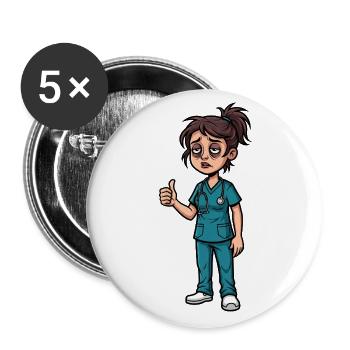 Night duty heroine with dark circles under the eyes - Buttons large 2.2''/56 mm (5-pack) - white - Front