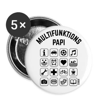 Multifunktions Papi (16 Icons) - Buttons groß 56 mm (5er Pack) - Weiß - Vorne