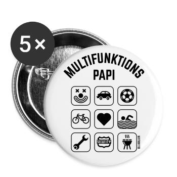 Multifunktions Papi (9 Icons) - Buttons groß 56 mm (5er Pack) - Weiß - Vorne