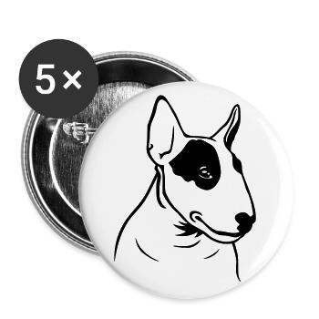 Profil de Bull Terrier (D) - Lot de 5 grands badges (56 mm) - blanc - Devant