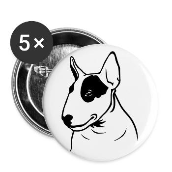 Profil de Bull Terrier (G) - Lot de 5 grands badges (56 mm) - blanc - Devant
