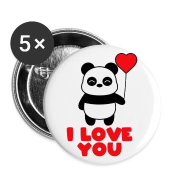 I LOVE YOU PANDA - Buttons groß 56 mm (5er Pack) - Weiß - Vorne