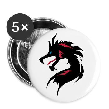 ❤️👄🐉Cool Dragon Head-I Love Dragon-龍 - Buttons large 2.2''/56 mm (5-pack) - white - Front