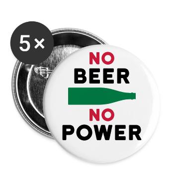 Pas de bière pas d’alimentation (bouteille de bière) - Lot de 5 grands badges (56 mm) - blanc - Devant