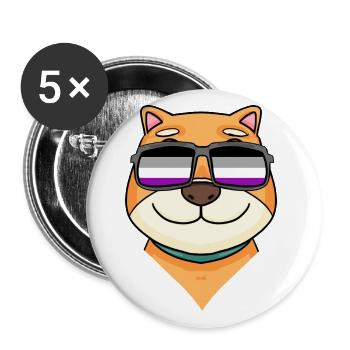 Asexuel Lgbt Shiba Inu Asexualité - Lot de 5 grands badges (56 mm) - blanc - Devant